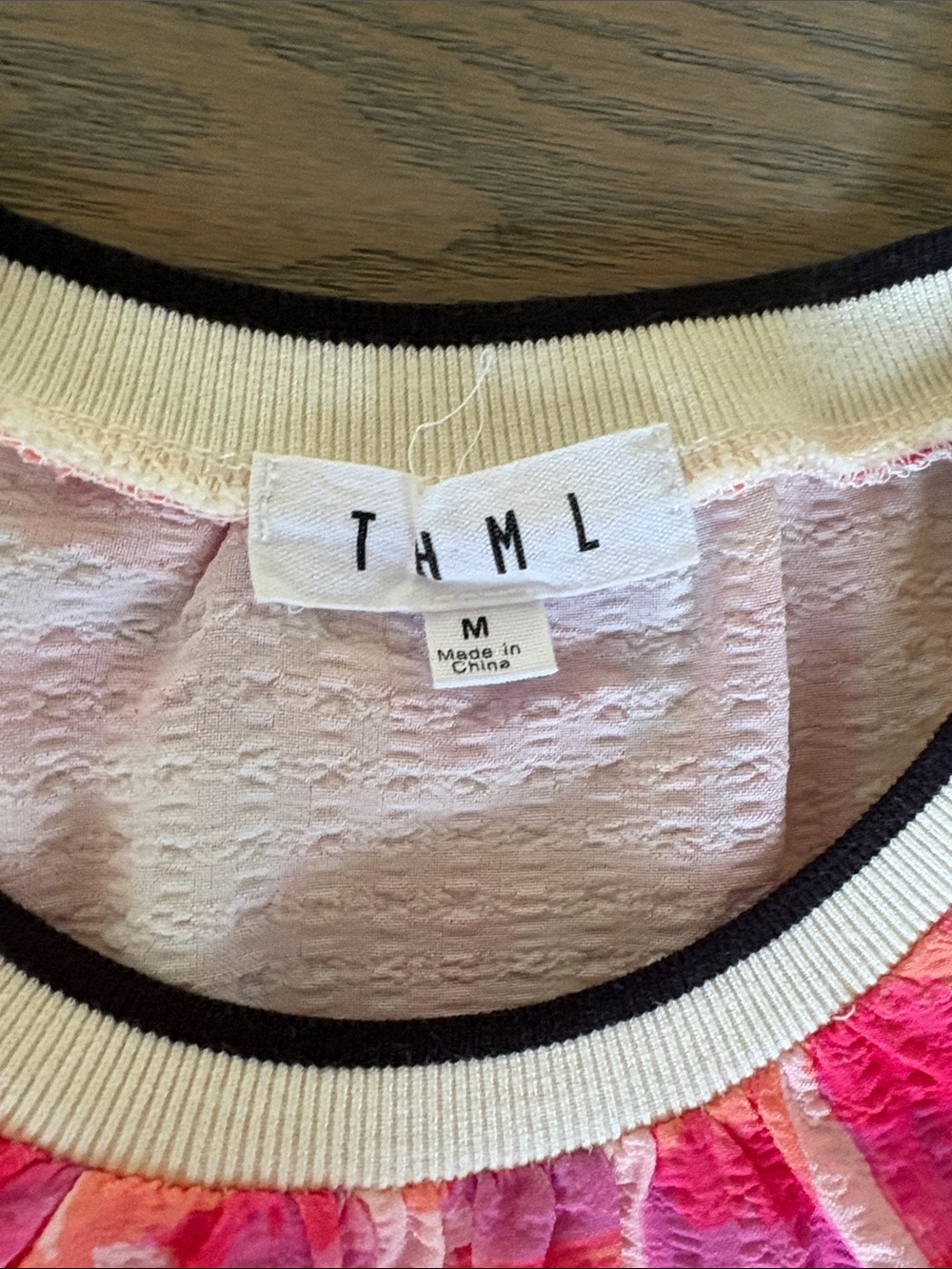 THML Pink Multi Brushstroke Puff Sleeve Top - Picture 2 of 5